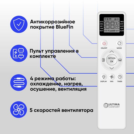 Фото Сплит система ULTIMA COMFORT ECLIPSE ECS-12PN, белый , изображение 2 — купить в Москве