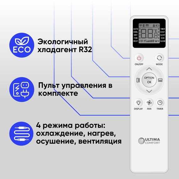 Фото Сплит система ULTIMA COMFORT ECLIPSE ECS-07PN, белый , изображение 4 — купить в Москве