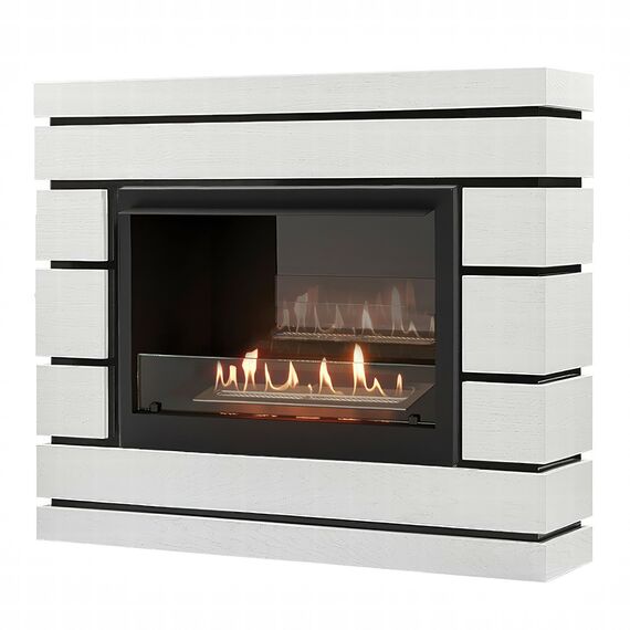 Фото Каминокомплект: Биокамин Firelight BFP/P-2520, портал Moderno 25 шпон белый дуб  — купить в Москве