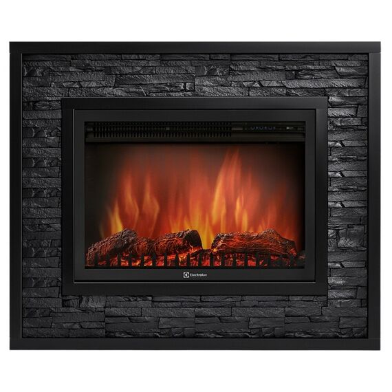 Фото Каминокомплект: Очаг Electrolux EFP/P-3020LS, портал Loft 30 камень черный, черная эмаль  — купить в Москве