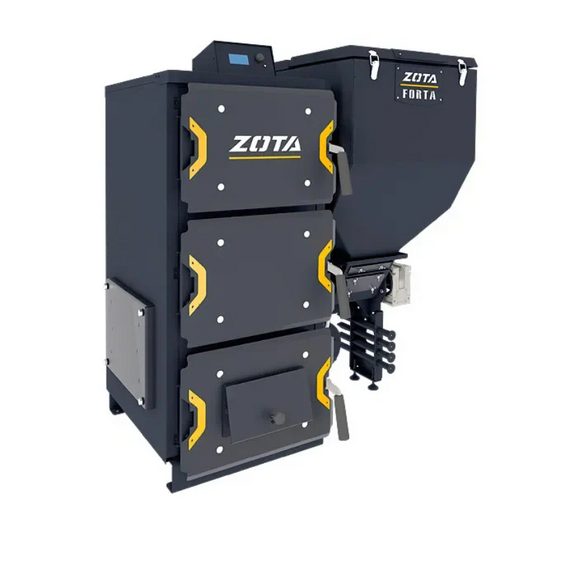 Фото Котел угольный ZOTA Forta 12 кВт (DM) с автоматической подачей топлива (котёл + бункер c мех. под.)  — купить в Москве